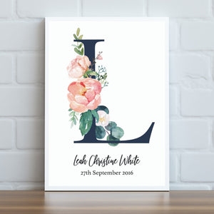 Floral Letter Personalised Print