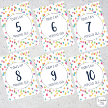 Load image into Gallery viewer, Rainbow Confetti Baby Milestone Cards
