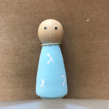 Load image into Gallery viewer, Blue Peg Doll - White Crosses
