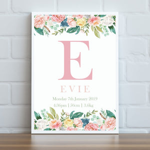 Pink Floral Personalised Print
