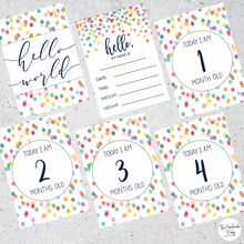 Load image into Gallery viewer, Rainbow Confetti Baby Milestone Cards
