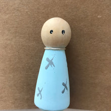 Load image into Gallery viewer, Blue Peg Doll - Grey Crosses
