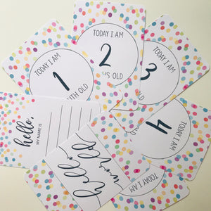 Rainbow Confetti Baby Milestone Cards