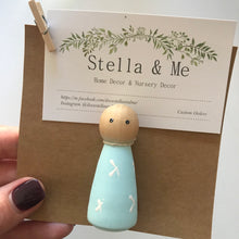 Load image into Gallery viewer, Blue Peg Doll - White Crosses
