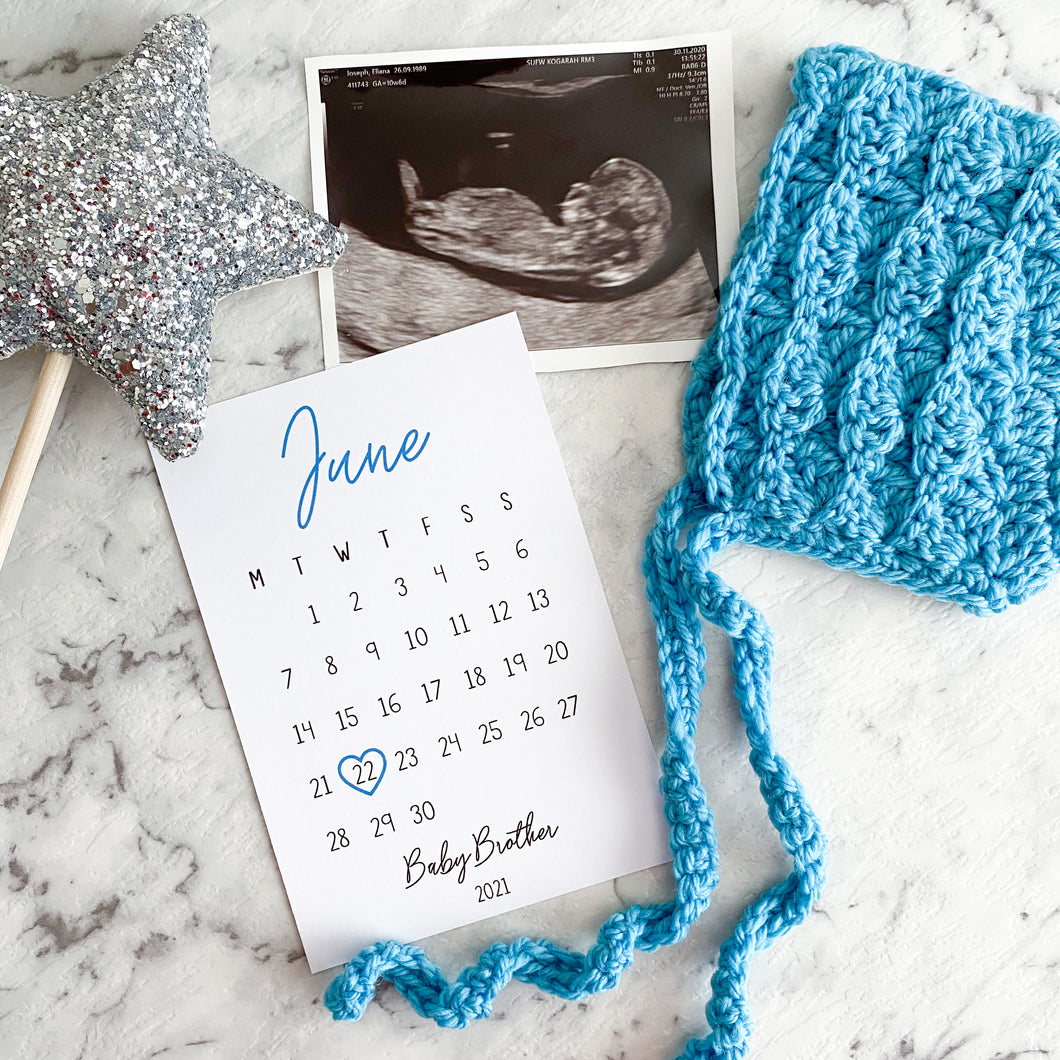 Pregnancy Due Date Announcement Cards