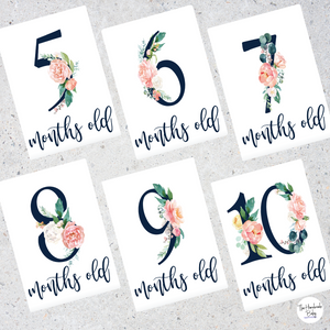 Pink Floral Baby Milestone Cards