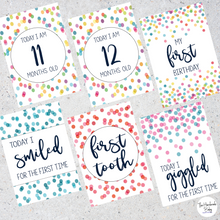 Load image into Gallery viewer, Rainbow Confetti Baby Milestone Cards
