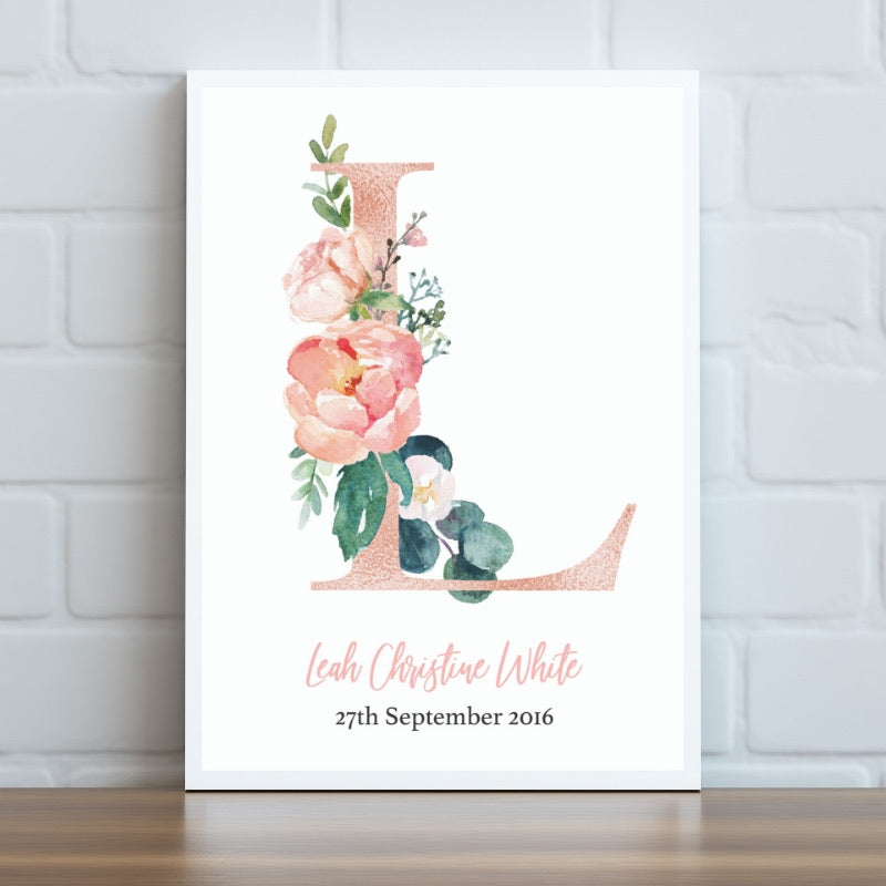 Floral Letter Personalised Print