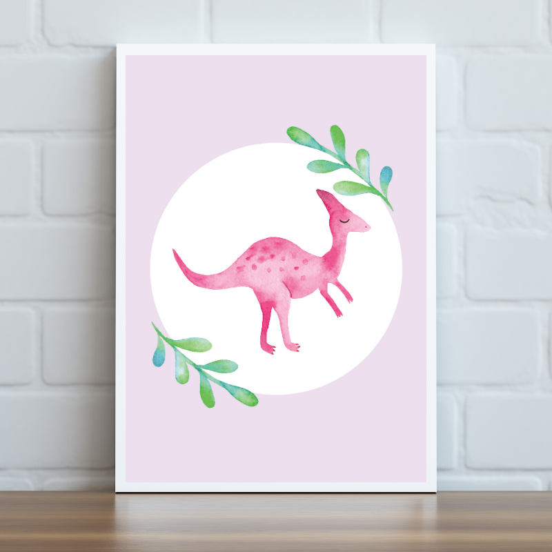 Pink Dinosaur Print