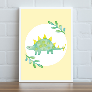 Yellow & Green Dinosaur Print