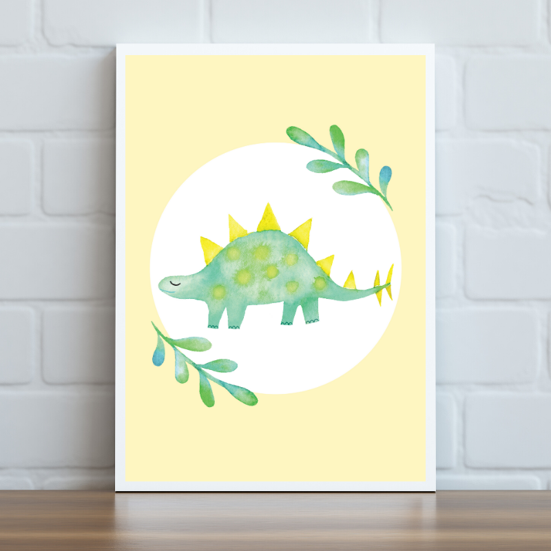 Yellow & Green Dinosaur Print